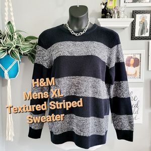 H&M Mens XL Textured Striped Sweater